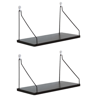一字牆上置物架, 黑色, 2個