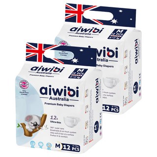 aiwibi 愛薇彼 清新乾爽透氣輕薄 黏貼型尿布 6~11kg, M, 24片
