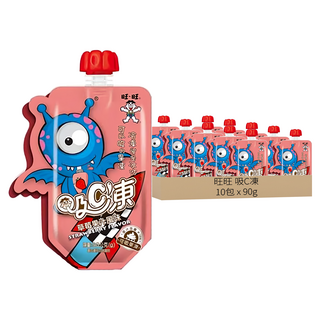 Want-Want 旺旺 吸C凍 可吸果凍 三種口感 常溫果凍/冷藏果凍/冷凍冰沙 蘑菇蓋設計 草莓果汁風味, 90g, 10包