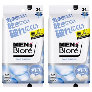 MEN's Biore 臉部身體兩用濕巾 皂香款 34片, 188ml, 2包, 1片