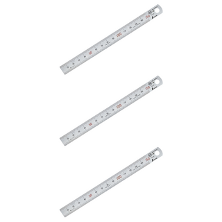 SHINWA 鶴龜 鋼直尺 鐵尺 不鏽鋼直尺 直尺 全公分 日本製 15cm, 銀色, 3支