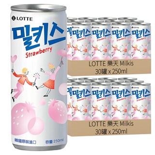 LOTTE 樂天 Milkis 優格風味碳酸飲 草莓, 60罐, 250ml