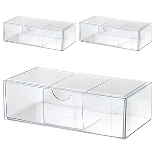 浴室櫃整理盒 透明隔板抽屜款, 3個, 透明
