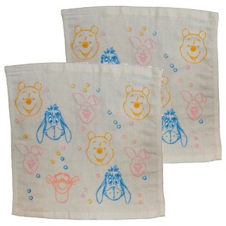 Disney 迪士尼 維尼家族莊園紗布方巾 精梳棉, 2個, 米色