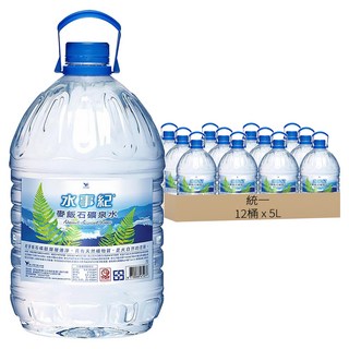 統一 水事紀 麥飯石礦泉水, 5L, 12桶