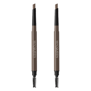 MACQUEEN 六角眉筆, 自動旋轉, 初學者適用, 持久不暈染, 核桃棕, 2支