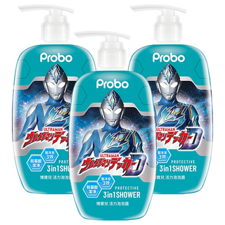 Probo 博寶兒 ULTRAMAN 活力泡泡露 胺基酸潔淨 3in1沐浴露, 500ml, 3瓶