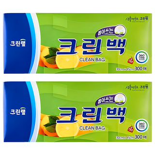 CLEANWRAP 抽取式塑膠袋, L(45 x 30cm), 300個, 2盒