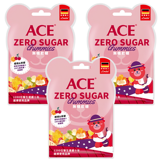 ACE ZERO SUGAR Q 軟糖 櫻桃 + 檸檬, 40g, 3袋