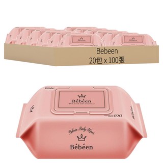 Bebeen 掀蓋式兒童適用濕紙巾, 100張, 20包