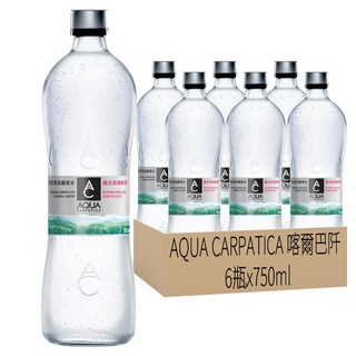 AQUA CARPATICA 喀爾巴阡 天然氣泡水 750ml 玻璃瓶, 6瓶