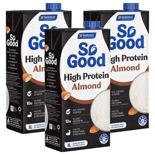 So Good Basic系列 無糖植物蛋白堅果杏仁奶 植物奶 全素可食, 3瓶, 1L