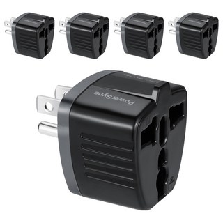PowerSync 群加 萬國轉換台灣3P插頭 TYAD0, 4.3cm, 黑色, 5個
