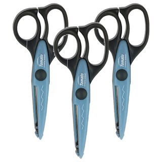 Tomato花邊剪刀 TS-18005 閃電花邊剪 創意DIY剪紙必備, 閃電 藍色, 3支