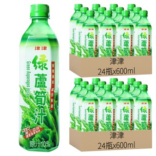 津津 綠蘆筍汁 還原蔬菜汁10%, 600ml, 48瓶