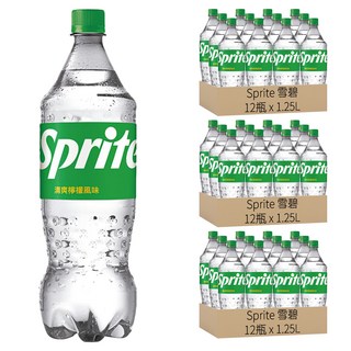 Sprite 雪碧 清爽檸檬風味 透明氣泡 不含色素、不含咖啡因, 1.25L, 36瓶