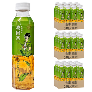 金車 波爾 無糖綠茶, 清新自然茶味 健康好選擇, 580ml, 72瓶