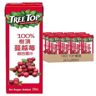 TREE TOP 樹頂 100%嚴選蔓越莓綜合果汁, 200ml, 24入
