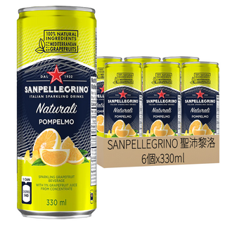 SANPELLEGRINO 聖沛黎洛 氣泡水果飲料 葡萄柚口味, 330ml, 6個
