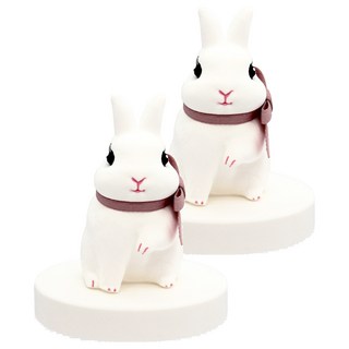 O'Pretty 歐沛媞 室內車用香氛擴香石擺飾 可愛兔蝴蝶結 8 x 7cm, 2個