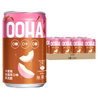 OOHA 氣泡飲 水蜜桃烏龍茶 迷你罐, 200ml, 24罐