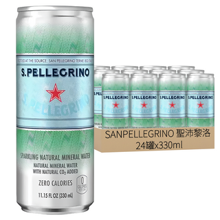 SANPELLEGRINO 聖沛黎洛天然氣泡礦泉水 義大利原裝進口 口感細緻清爽, 24罐, 330ml