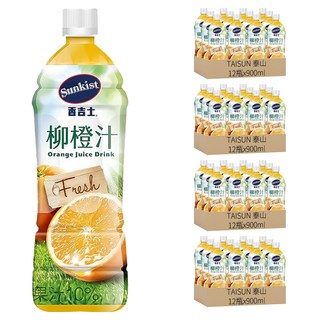TAISUN 泰山 Sunkist 香吉士 柳橙果汁飲料, 900ml, 48瓶