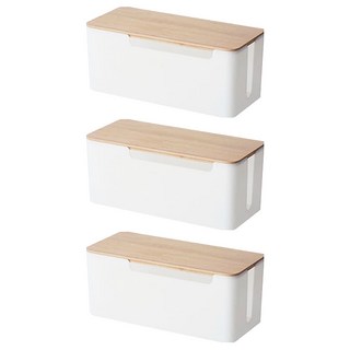 安可 木蓋電線收納盒 02 大號 30 x 13 x 12cm, 3個