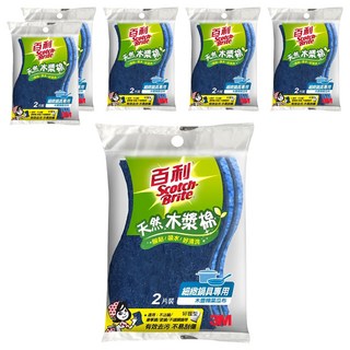 3M Scotch-Brite 百利 天然木漿棉菜瓜布 細緻鍋具用, 2片, 6包