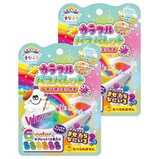 NOL 趣味調色盤入浴錠 彩虹, 觀察水中顏色變化, 泡澡兼趣味顏色學習, 6種顏色各2顆, 共12顆, 24g, 2盒