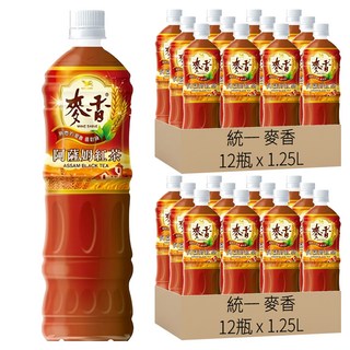 統一 麥香 阿薩姆紅茶 花香甜美 大麥香味 茶香交織 口感豐富 1.25L, 24瓶