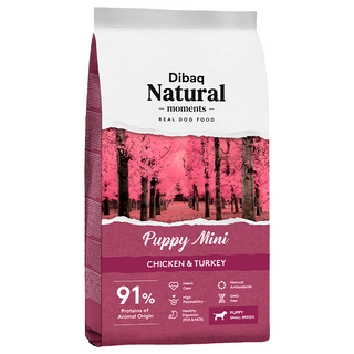 Dibaq Natural moments 雞肉&火雞肉 小型幼犬用自然嗑糧 91%動物性蛋白, 1袋, 3kg