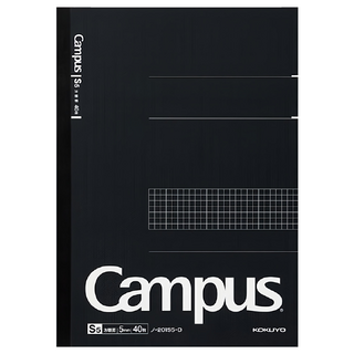 KOKUYO 國譽 Campus 方格筆記本, 5mm小方格 灰色格線設計, 成人學生皆適宜, KONO-201S5N-D, 1本