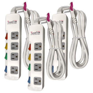 Tyson 太順電業 5切4座3P延長線 TS-354AS 6R 台灣製造, 1.8m, 白色, 3條