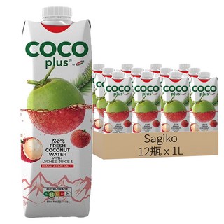 Sagiko Cocoplus 椰子水 荔枝&喜瑪拉雅粉紅鹽味, 1L, 12瓶