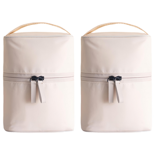 iSFun 可拆多隔收納化妝包, 米色, 2個