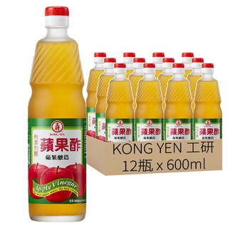 KONG YEN 工研 無糖蘋果醋, 600ml, 12瓶