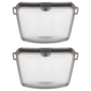 sillymann 100%鉑金矽膠密封袋 All-IN-ONE烹飪容器、保鮮容器、便攜容器, M, 1入, 2個