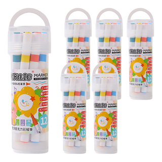 TEMPO 節奏牌 雙頭壓克力丙烯彩繪筆 套裝 軟筆頭&粗筆頭, 6桶, 12色