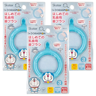 Skater 幼兒乳牙練習圓握刷 哆啦A夢 3個月以上, 藍色, 3個, 1支