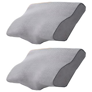 DON 3D防鼾透氣蝶型枕 高密度材質 人體工學設計 穩固睡姿 舒緩頸椎壓力, 34 x 60cm, 灰色, 2個
