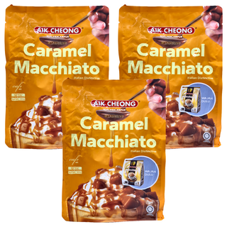 AIK CHEONG 益昌 南洋風文藝館 微磨咖啡 四合一 焦糖瑪奇朵風味 Set 12, 300g, 25g, 12包, 3袋