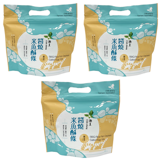 池上鄉農會 醬燒米魚酥條 鹹蛋黃口味 酥脆涮嘴休閒零食, 3包, 80g