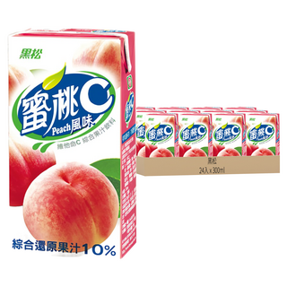 黑松 果汁C系列 蜜桃 (24入) 含維生素C 還原果汁10%, 300ml