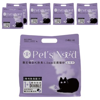 Pet's Need 霈尼寵物 複合式除臭豆腐貓砂, 鼠尾草, 6L, 6包