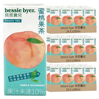 bessie byer 貝思寶兒 蜜桃果茶 330ml x 24入, 清新溫醇, 少糖配方, 72入