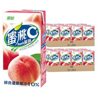 黑松 果汁C系列 蜜桃 含維生素C 還原果汁10%, 300ml, 48入