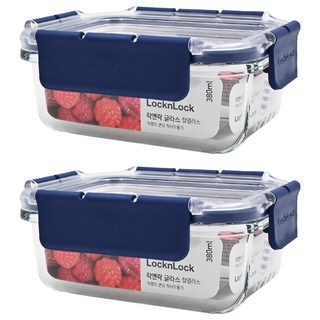 LocknLock 樂扣樂扣 頂級透明耐熱玻璃保鮮盒 長方形 380ml LBG422, 單件, 2個