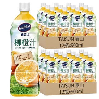 TAISUN 泰山 Sunkist 香吉士 柳橙果汁飲料, 900ml, 24瓶