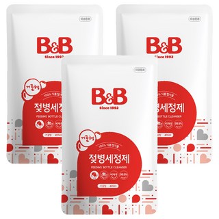 B&B 蔬果奶瓶洗潔慕斯補充包, 400ml, 3包